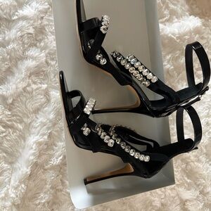 Elegant Black Heels with Crystal Embellishments